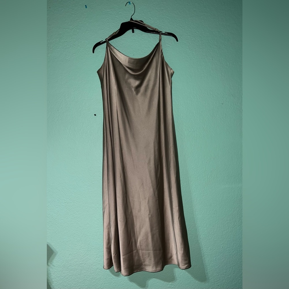 Show Me Your MuMu Satin Slip Dress in Sage Green